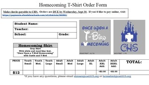 Homecoming t-shirt order form #thrivein375